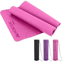 Mobiclinic , yogamat, inclusief bevestigingsbanden, 6 mm dik, antislip, afwasbaar, waterdicht, geschikt voor sport, afmetingen 181x61x0,6 cm, flexibel, materiaal: TPE, kleur: roze