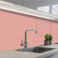 KitchenYeah Keuken achterwand 300x80 cm - Spatscherm zelfklevend Plaid - Patroon - Visgraad - Roze - Muurbeschermer - Spatwand fornuis