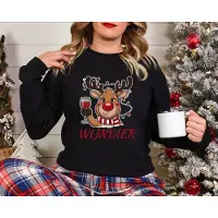 B&C Wijndier trui - kersttrui - foute kersttrui - Unisex - Kerst - Christmas - Feestdagen - Grappige trui - Wijn - Kerstman - Foute kerst - Maat S