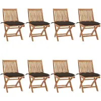 vidaXL Tuinstoelen 8 st inklapbaar met kussens massief teakhout