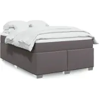 vidaXL Boxspring met matras kunstleer grijs 140x190 cm