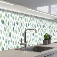 KitchenYeah Keuken achterwand 400x60 cm - Spatscherm zelfklevend Blad - Mix - Fris - Groen - Muurbeschermer - Spatwand fornuis