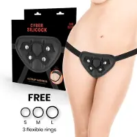 Cyber silicock | Strap-on Harness With 3 Rings Free