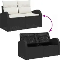 vidaXL Tuinbank Set 8 st 7-Aantal zitplaatsen Zwart en Crème