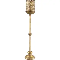 Ptmd Celina Hoge metalen gouden kandelaar windlicht met LED lamp - gold iron antique candleholder High LED light