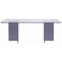 Vente-unique Eettafel voor 8 personen van gehard glas - Transparant en antraciet - BYLENA