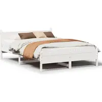 vidaXL Bedframe zonder matras massief grenenhout wit 150x200 cm