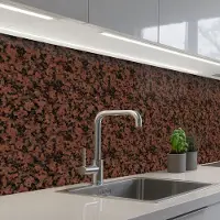 KitchenYeah Keuken achterwand 300x80 cm - Spatscherm zelfklevend Graniet - Rood - Zwart - Muurbeschermer - Spatwand fornuis