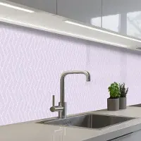 KitchenYeah Keuken achterwand 500x60 cm - Spatscherm zelfklevend Lila - Stippen - Wit - Patroon - Muurbeschermer - Spatwand fornuis