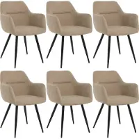 Lina Nova Eetkamerstoel - Beige - Set van 6 - Stof