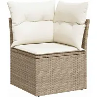 vidaXL Tuinset met 6 zitplaatsen, beige, van polyrotan
