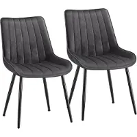Songmics Fluwelen eetkamerstoelen met gebogen rugleuning, grijs + inktzwart