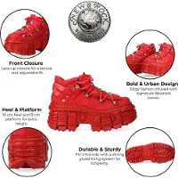 New rock M-106WALL-C13 Metallic Rode Leren Gothic Enkellaarsjes