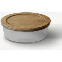 ZOHA Glazen Vershoudbak Rond 1300 ml – Acaciahouten Deksel – Luchtdicht – BPA-vrij