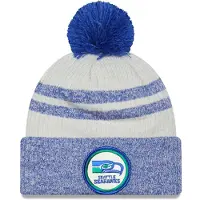 New Era Royal Seattle Seahawks 2022 Sideline Historic Cuffed Pom Knit Hat beanie muts