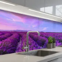 KitchenYeah Keuken achterwand 200x60 cm - Spatscherm zelfklevend Lavendel - Paars - Bloemen - Natuur - Muurbeschermer - Spatwand fornuis