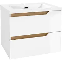 Kielle Oudee - Kast met wastafel 60 cm, glanzend wit/donker eiken 50002S610