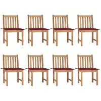 vidaXL Tuinstoelen 8 st met kussens massief teakhout