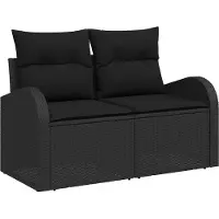 vidaXL Tuinbank Set 9 st Zwart poly rattan