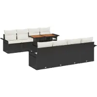 vidaXL Tuinbank Set 7 st Zwart en Crème poly rattan