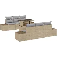 vidaXL Tuinbank Set 7 pcs beige en lichtgrijs 100 x 55 x 73 cm