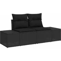 vidaXL Tuinbank Set 7 st Zwart poly rattan