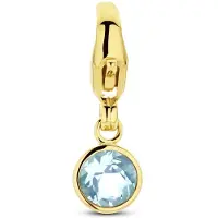 The Jewelry Collection 14K geelgoud slotbedel met geboortesteen blauw topaas december 4028173