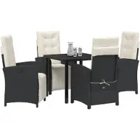 vidaXL Tuin Eettafel Set 5 st Zwart poly rattan
