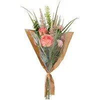 Countryfield -kunstbloemen-boeket-roze-7 verschillende bloemen-met groen