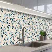 KitchenYeah Keuken achterwand 500x60 cm - Spatscherm zelfklevend Patroon - Blauw- Beige - Muurbeschermer - Spatwand fornuis