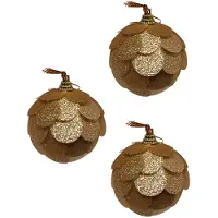 Kerst kerstballen set glitterbloem gold glitter