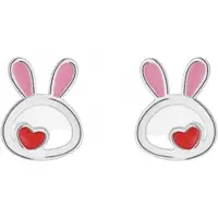 Charme Bijoux Zilverplating oorbellen - konijntje - rood hart -