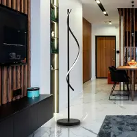 Schuller Valencia LED-vloerlamp Boa, zwart, Woon-/ Eetkamer, Aluminium, Modern, LED vloerlamp