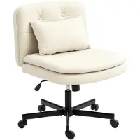 OKWISH Bureaustoelen - Kantoorstoel Met Extra Kussen En 360° Draaibare Zit - Comfortabel Voor Lange Uren - 67×63×93 cm - Leer - Beige