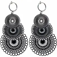 Charme Bijoux Klem Oorbellen Lang Filigraan Zwart Chakira 7.5 cm