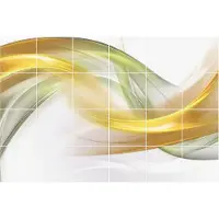 Wallfluent Tegelstickers - Dynamische Golven En Lijnen Stickers Voor Tegels - Set van 24 stuks 20 x 20 cm - Geel Tegelstickers Keuken - Mozaïek Abstract Badkamer Tegelstickers