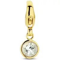 The Jewelry Collection 14K geelgoud slotbedel met geboortesteen aquamarijn maart 4028181