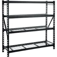 PRACTO rek industrieel met 4 metalen legborden 200x200x60cm zwart 500kg per niveau