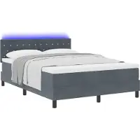 vidaXL LED Box Spring Bed Donkergrijs 160 x 200 cm Fluweel