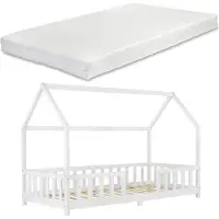 En.casa Kinderbed Sisimiut met uitvalbeveiliging en matras 90x200 wit
