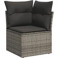 vidaXL 6-delige tuinmeubelset met kussens, grijs, polyrotan