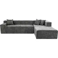 HABITAT ET JARDIN "Tessaro" hoekbank met structuurstof - 4-zits - Grijs