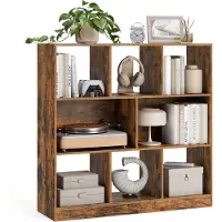 Vasagle Houten plank met open vakken, Vintage bruin