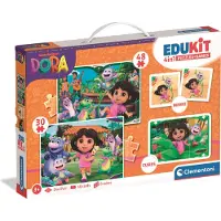 Clementoni - Dora The Explorer - Edukit 4 in 1 spellen - 2 puzzels, blokkenset en memory spel - Vanaf 3 jaar