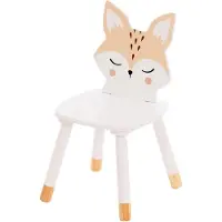 Atmosphera Kinder stoeltje Foxy de vos - wit - hout - D28 x H52 cm - bijzet stoeltjes