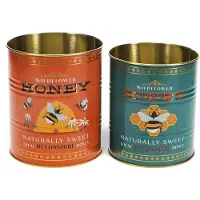 Rex London Retro Storage Tins - Bewaarblikken Medium - Honey - Rood/Petrol
