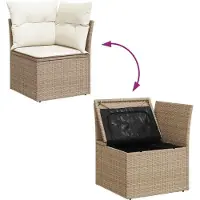 vidaXL Bankstel 6 st Beige en Wit poly rattan