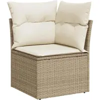vidaXL 7-delige tuinmeubelset met kussens, beige, polyrotan, acaciahout