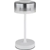Globo Design tafellamp Belinda wit met smoke glas