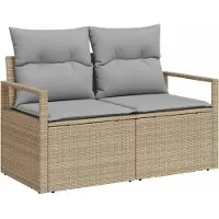 vidaXL Tuinbank Set 9 st Beige poly rattan